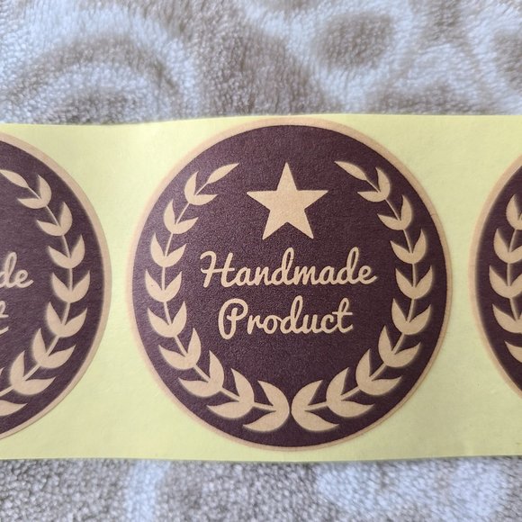 100 HANDMADE PRODUCT Sticker Label 2" - Picture 2 of 3